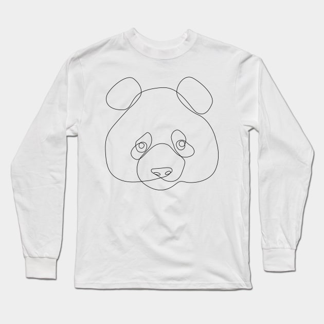 One Line Panda Long Sleeve T-Shirt by huebucket